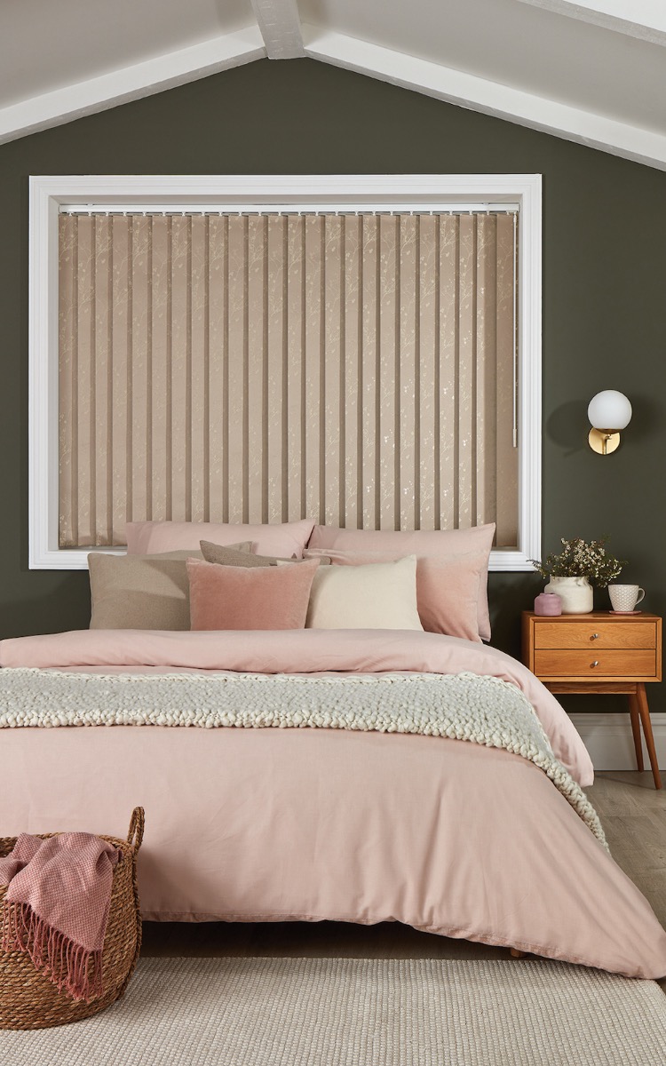 Vertical blinds for light and privacy control in the bedroom